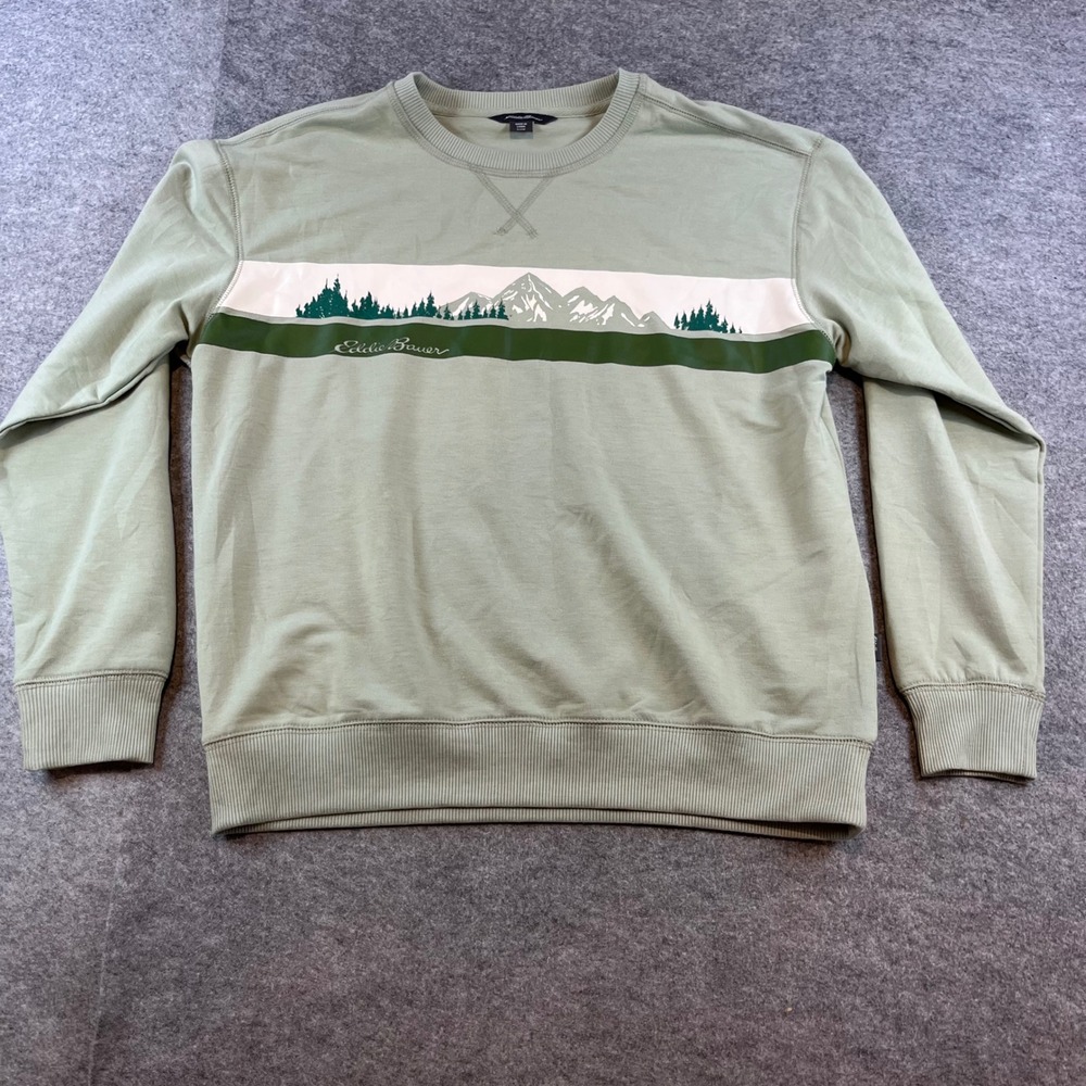 Eddie Bauer Womens‎ Graphic Sweatshirt Sage Green Gorpcore Mountain S Nature Top